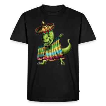 T-Rex Dino Ponscho Sombrero Mexique Dabbing Outfit - T-shirt Premium bio Homme - noir - Devant - Nico (187cm)