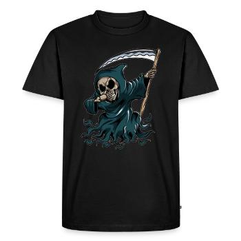 Grim Reaper Pumpkin Glowing Halloween Dabbing - Men's Premium Organic T-Shirt - black - Front - Nico (187cm)