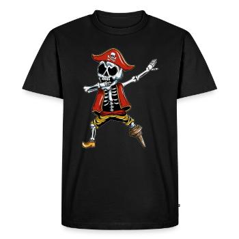 Dabbing Pirate Pumpkin Glowing Halloween - Men's Premium Organic T-Shirt - black - Front - Nico (187cm)