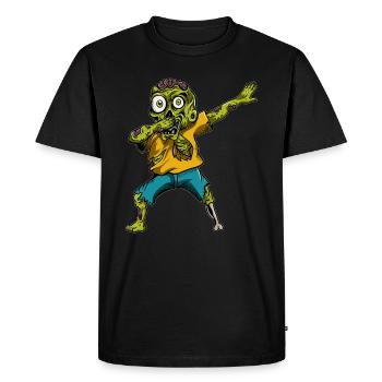 Zombie Pumpkin Zombie Dabbing Halloween - Men's Premium Organic T-Shirt - black - Front - Nico (187cm)