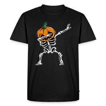 Dabbing Skeleton Pumpkin Glowing Halloween - Men's Premium Organic T-Shirt - black - Front - Nico (187cm)
