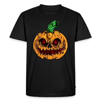 Orange Pumpkin Glowing Skeleton Halloween - Men's Premium Organic T-Shirt - black - Front - Nico (187cm)