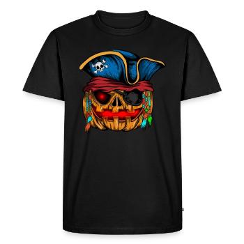 Pirate Pumpkin Glowing Skeleton Halloween - Men's Premium Organic T-Shirt - black - Front - Nico (187cm)