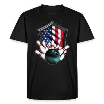America Flag USA Bowling Ball Pin Bowler - T-shirt Premium bio Homme - noir - Devant - Nico (187cm)