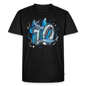 Grand Requin Blanc 7 Anniversaire Requin Anniversaire Fille - T-shirt Premium bio Homme - noir - Devant - Nico (187cm)