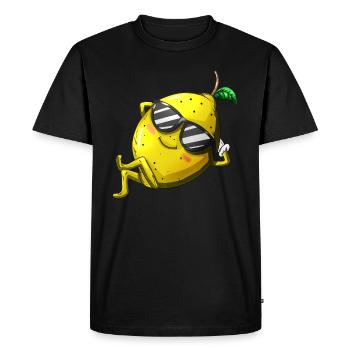 Citron avec lunettes de soleil sur le cadeau de vacances à la plage - T-shirt Premium bio Homme - noir - Devant - Nico (187cm)