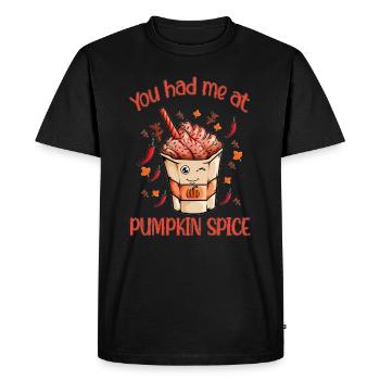 Pumpkin Spice Smoothie Autumn Halloween Holiday - Men's Premium Organic T-Shirt - black - Front - Nico (187cm)