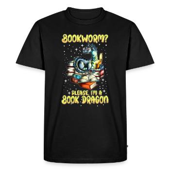 Lire un livre Rat de bibliothèque? Je suis un dragon de livre - T-shirt Premium bio Homme - noir - Devant - Nico (187cm)