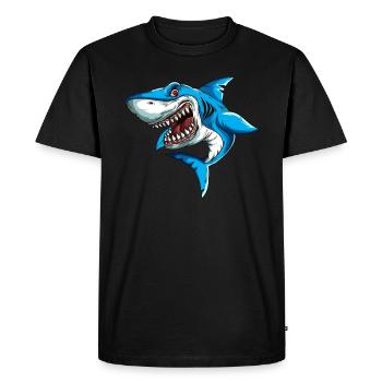 Grand Requin Blanc Pêcheur Pêcheur Aquarium Plongeur - T-shirt Premium bio Homme - noir - Devant - Nico (187cm)