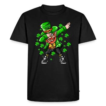 Shamrock leprechaun makes dabbing happy holiday - Men's Premium Organic T-Shirt - black - Front - Nico (187cm)