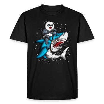 Leçon d’équitation Shark Panda Bear Équitation Requin - T-shirt Premium bio Homme - noir - Devant - Nico (187cm)