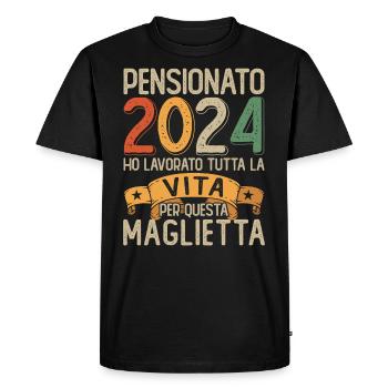 Retraite 2024 Cadeau amusant Retraité 2024 - T-shirt Premium bio Homme - noir - Devant - Nico (187cm)
