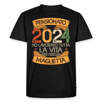Retraite 2024 Cadeau amusant Retraité 2024 - T-shirt Premium bio Homme - noir - Devant - Nico (187cm)