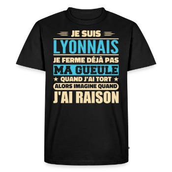 Humour Lyonnais je ne ferme pas ma gueule - T-shirt Premium bio Homme - noir - Devant - Nico (187cm)