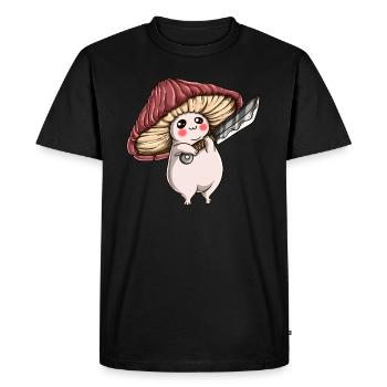 Mushroom Picking Farm Mushroom with Knife Cook Cook - Men's Premium Organic T-Shirt - black - Front - Nico (187cm)
