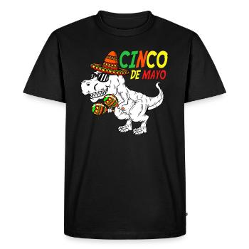 Tenue mexicaine dinosaure maracas Cinco de Mayo - T-shirt Premium bio Homme - noir - Devant - Nico (187cm)