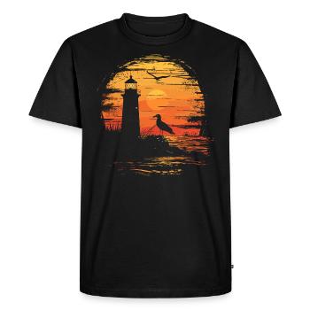 Mouette Seabird Phare Coucher de soleil - T-shirt Premium bio Homme - noir - Devant - Nico (187cm)