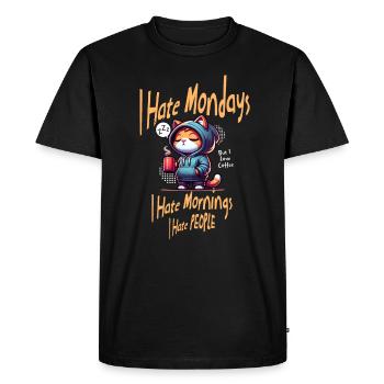 Je déteste les lundis - T-shirt Premium bio Homme - noir - Devant - Nico (187cm)