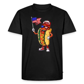 Hotdog with America Flag United States Cap Patriot Shirt - Men's Premium Organic T-Shirt - black - Front - Nico (187cm)