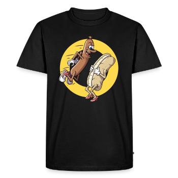 Hug saucisse et pain à hot-dog Fan de restauration rapide - T-shirt Premium bio Homme - noir - Devant - Nico (187cm)