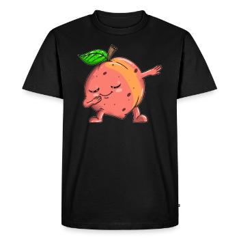 Fruit Lover Vegan Live Dabbing Pêche - T-shirt Premium bio Homme - noir - Devant - Nico (187cm)