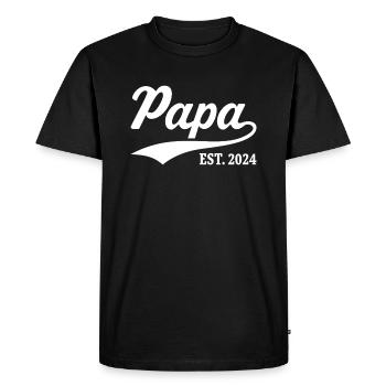 Papa Est. 2024 - Men's Premium Organic T-Shirt - black - Front - Nico (187cm)