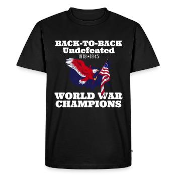 Deux fois champion invaincu de la Seconde Guerre mondiale 4. - T-shirt Premium bio Homme - noir - Devant - Nico (187cm)