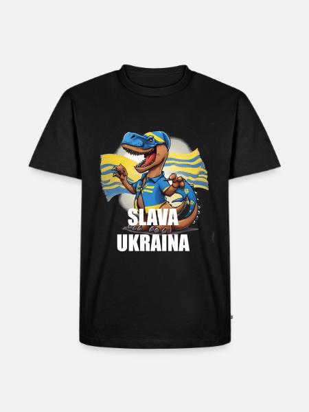 Slava Ukraina - Männer Premium Bio T-Shirt - Schwarz