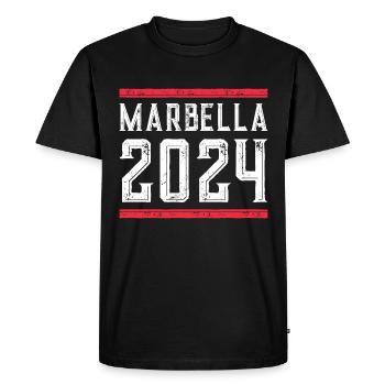 Jours fériés Marbella 2024 - T-shirt Premium bio Homme - noir - Devant - Nico (187cm)