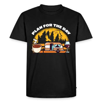 Plan For The Day Coffee Camping Drink Wine - Men's Premium Organic T-Shirt - black - Front - Nico (187cm)