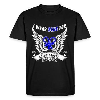 I Wear Blue For Colon Cancer - Men's Premium Organic T-Shirt - black - Front - Nico (187cm)