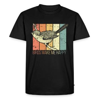 Birds make me happy - Men's Premium Organic T-Shirt - black - Front - Nico (187cm)