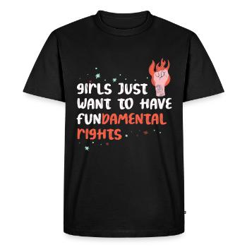 Girls Just want to Have Basic Human Rights - Men's Premium Organic T-Shirt - black - Front - Nico (187cm)