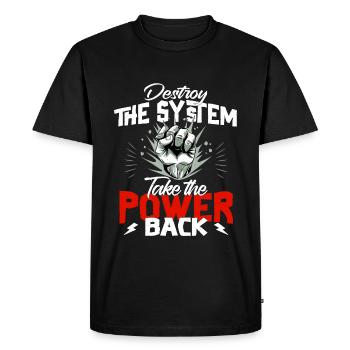 Destroy the System - Revolution - Männer Premium Bio T-Shirt - Schwarz - Vorne - Nico (187cm)