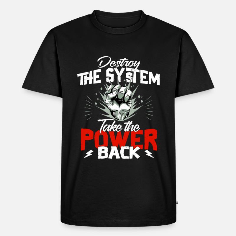 Destroy the System - Revolution - Männer Premium Bio T-Shirt - Schwarz