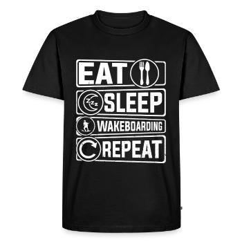 Wakeboarder drôle - Eat Sleep Wakeboard Repeat - T-shirt Premium bio Homme - noir - Devant - Nico (187cm)