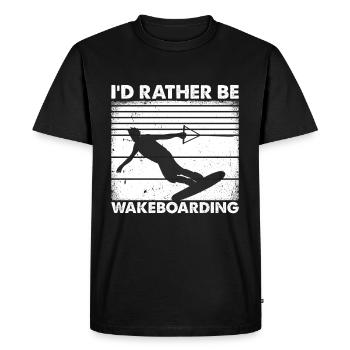 Wakeboarding Lover Wakesurfing - I'd Rather be - Men's Premium Organic T-Shirt - black - Front - Nico (187cm)