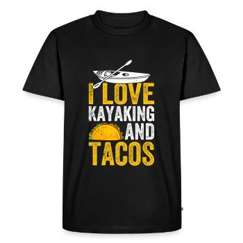 Funny Kayaking Kayaker - I love Kayaking and tacos - Men's Premium Organic T-Shirt - black - Front - Nico (187cm)