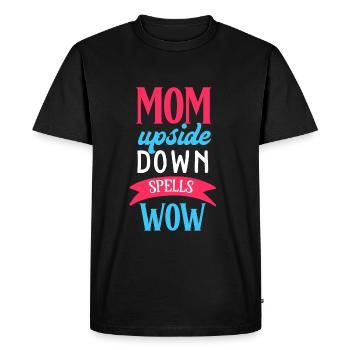 MOM à l'envers des sorts WOW - T-shirt Premium bio Homme - noir - Devant - Nico (187cm)
