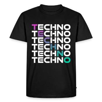 Techno Festival Rave Club - Men's Premium Organic T-Shirt - black - Front - Nico (187cm)