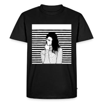Stripes Black White - Men's Premium Organic T-Shirt - black - Front - Nico (187cm)