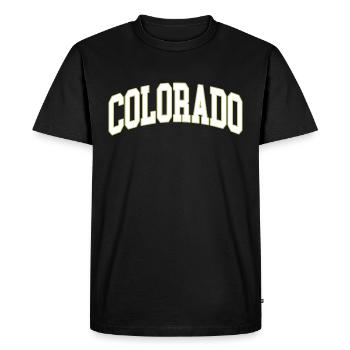 Colorada white gold font - Men's Premium Organic T-Shirt - black - Front - Nico (187cm)