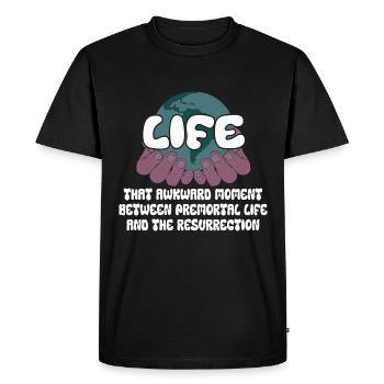 Vie Le moment embarrassant entre la vie - T-shirt Premium bio Homme - noir - Devant - Nico (187cm)
