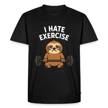 Paresseux sportif avec haltère - T-shirt Premium bio Homme - noir - Devant - Nico (187cm)