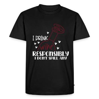 Je bois du vin de manière responsable, je - T-shirt Premium bio Homme - noir - Devant - Nico (187cm)