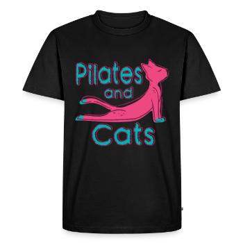 Motif de relaxation Pilates et chats - T-shirt Premium bio Homme - noir - Devant - Nico (187cm)