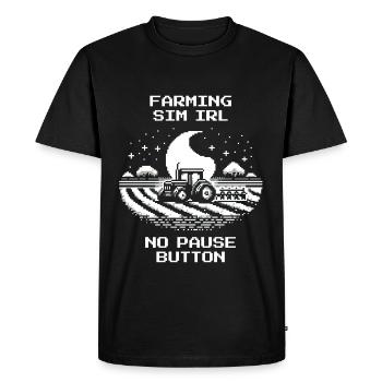 Agriculture IRL | Sans pause & sans point de sauvegarde - T-shirt Premium bio Homme - noir - Devant - Nico (187cm)
