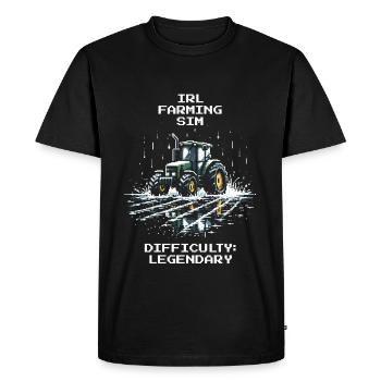 Agriculture IRL | Difficulté : Légendaire - T-shirt Premium bio Homme - noir - Devant - Nico (187cm)