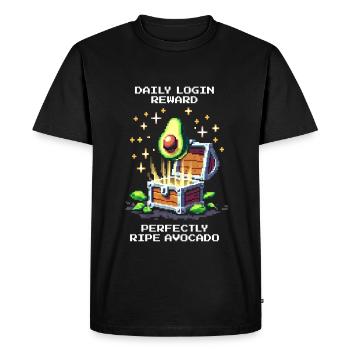 Bonus de connexion : Avocat parfait | XP de collation quotidienne - T-shirt Premium bio Homme - noir - Devant - Nico (187cm)