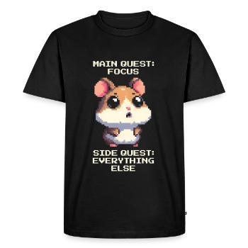 Focus : Quête principale | Quêtes secondaires du TDAH partout - T-shirt Premium bio Homme - noir - Devant - Nico (187cm)